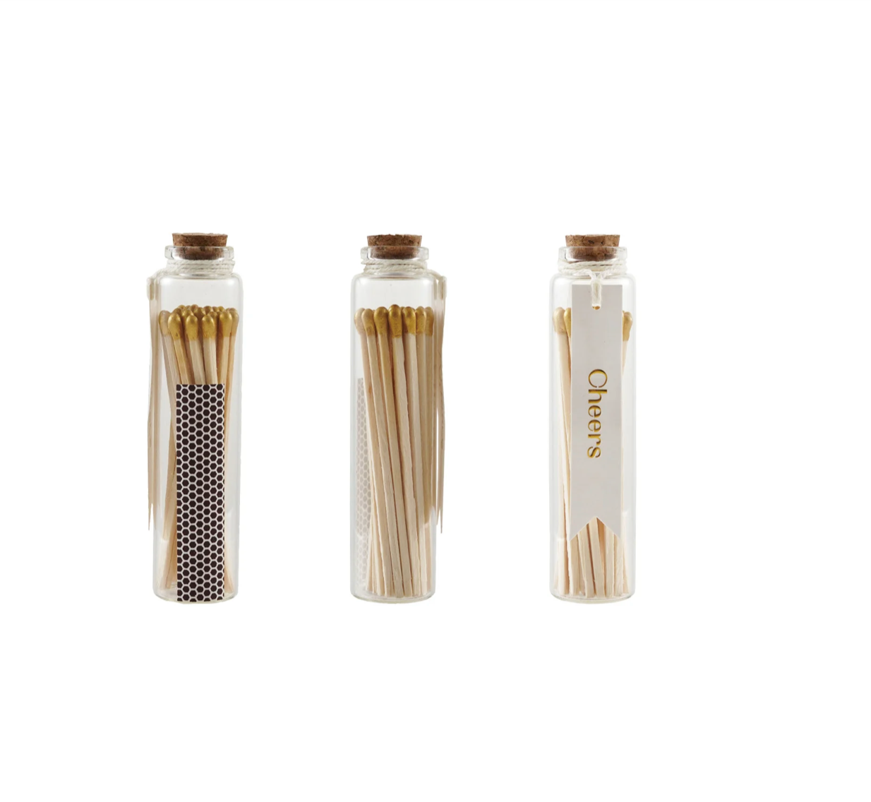 Corked Glass Bottle Match Holder - Cheers