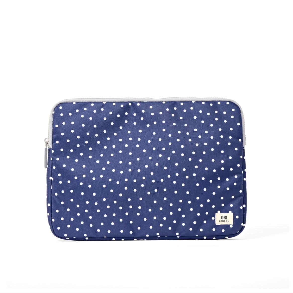 Brick Lane Laptop Sleeve in Navy Polka Dot