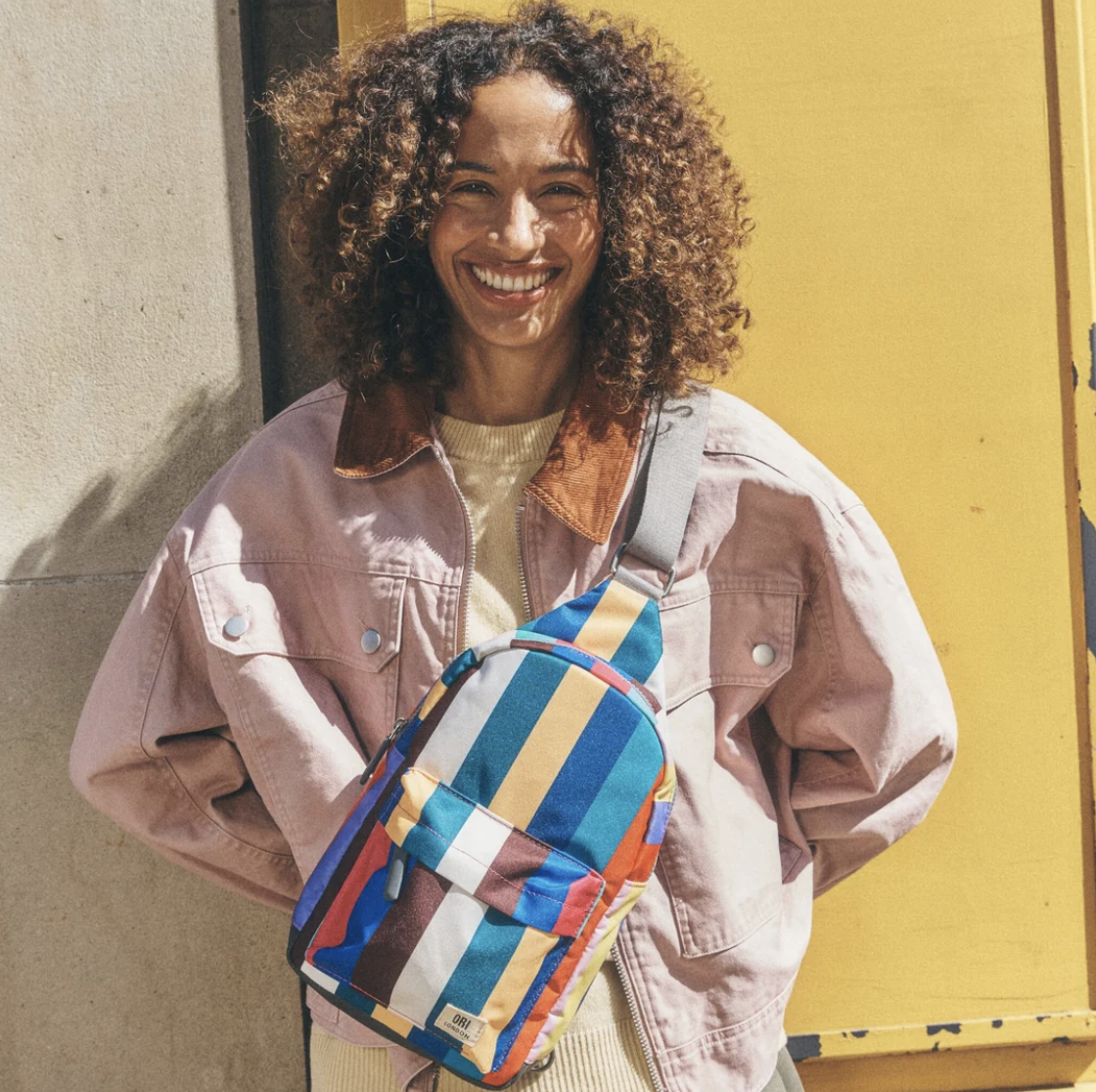 Willesden Sling Bag in Wide Multi Stripe
