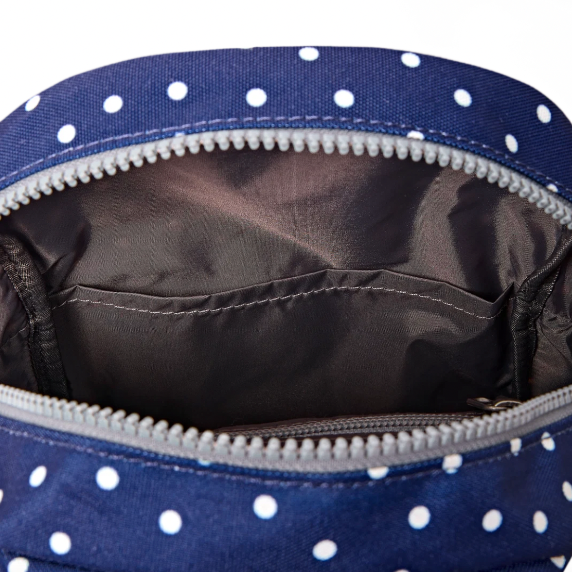 Willesden Sling Bag in Navy Polka Dot