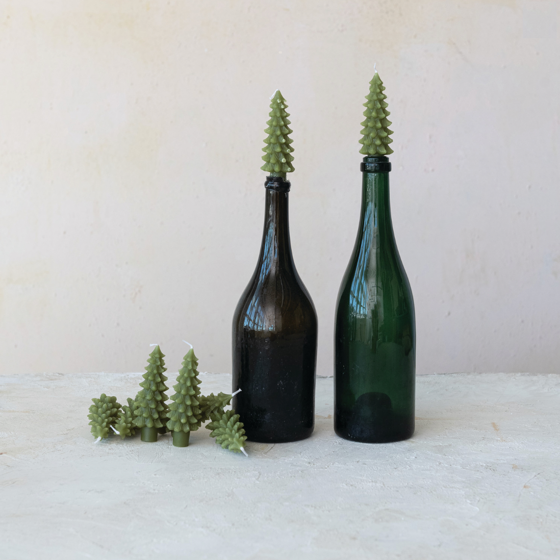Winter Tree Bottle Taper Candles – Set of 4