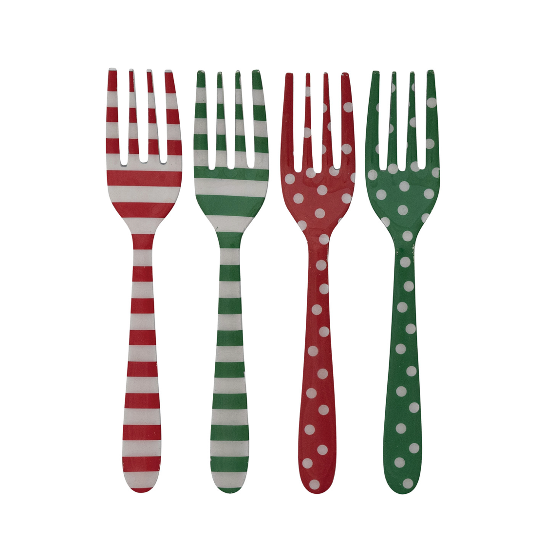 Festive enameled dessert forks