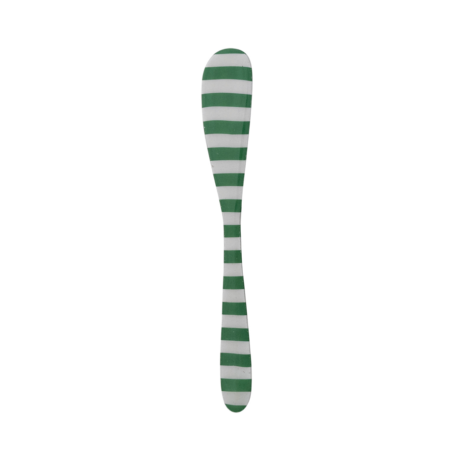 Merry striped Enameled Canape Knife green & white striped