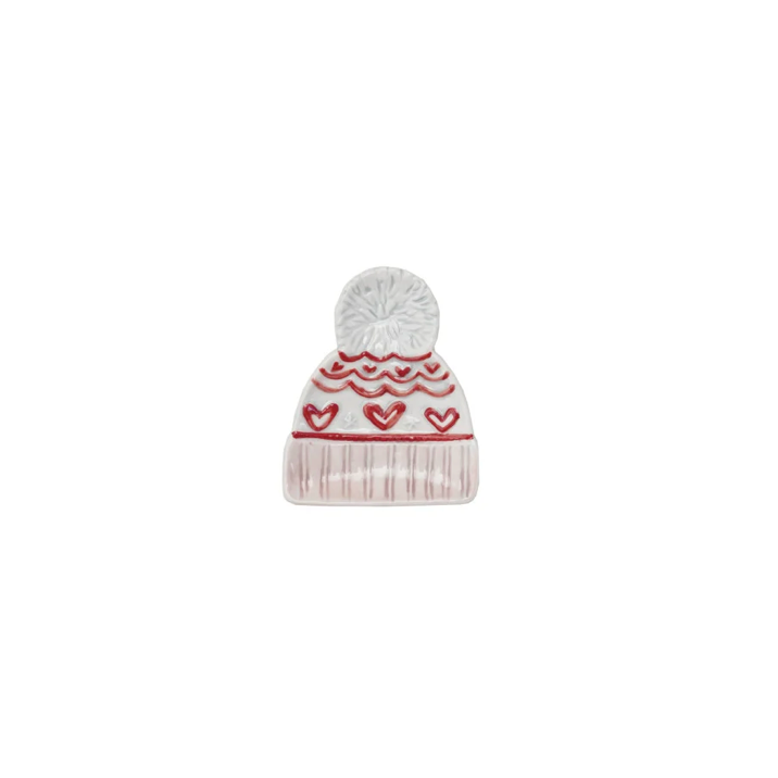 Christmas hat Shaped Plate - red hearts