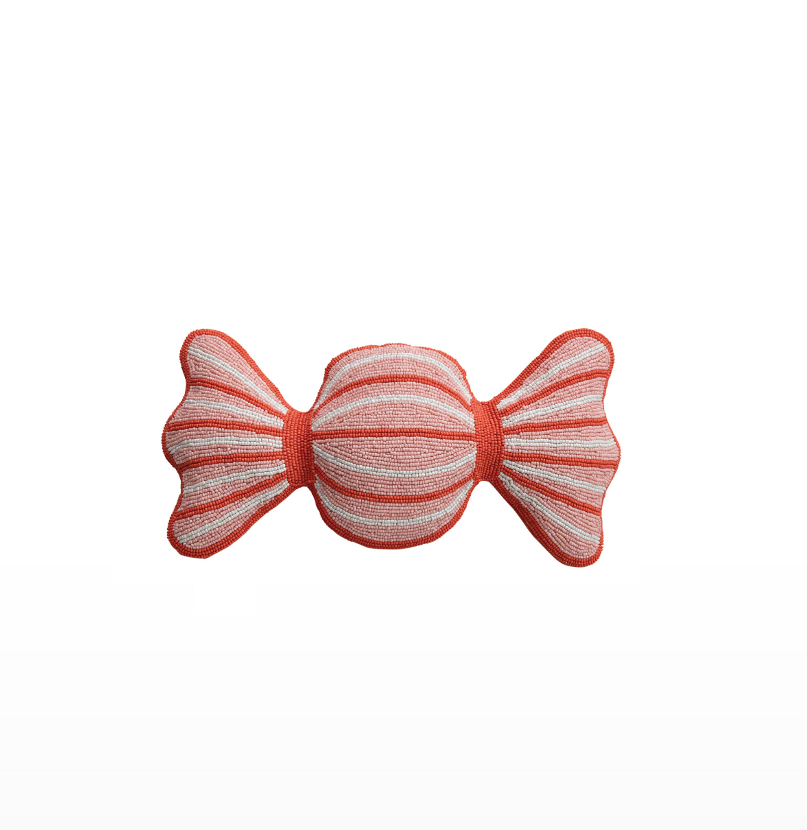 Soft Holiday Whimsy Beaded Candy Pillow - Red