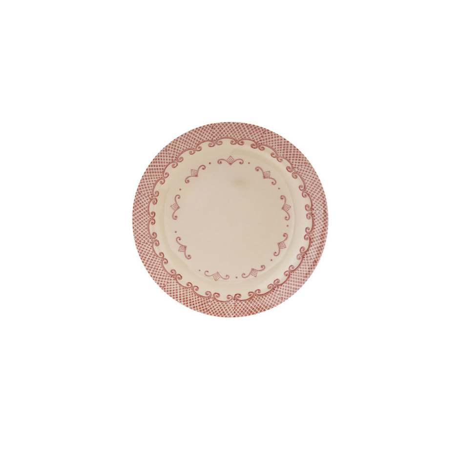 Vintage Red Pattern Berry Stoneware Plate- pattern on the outside