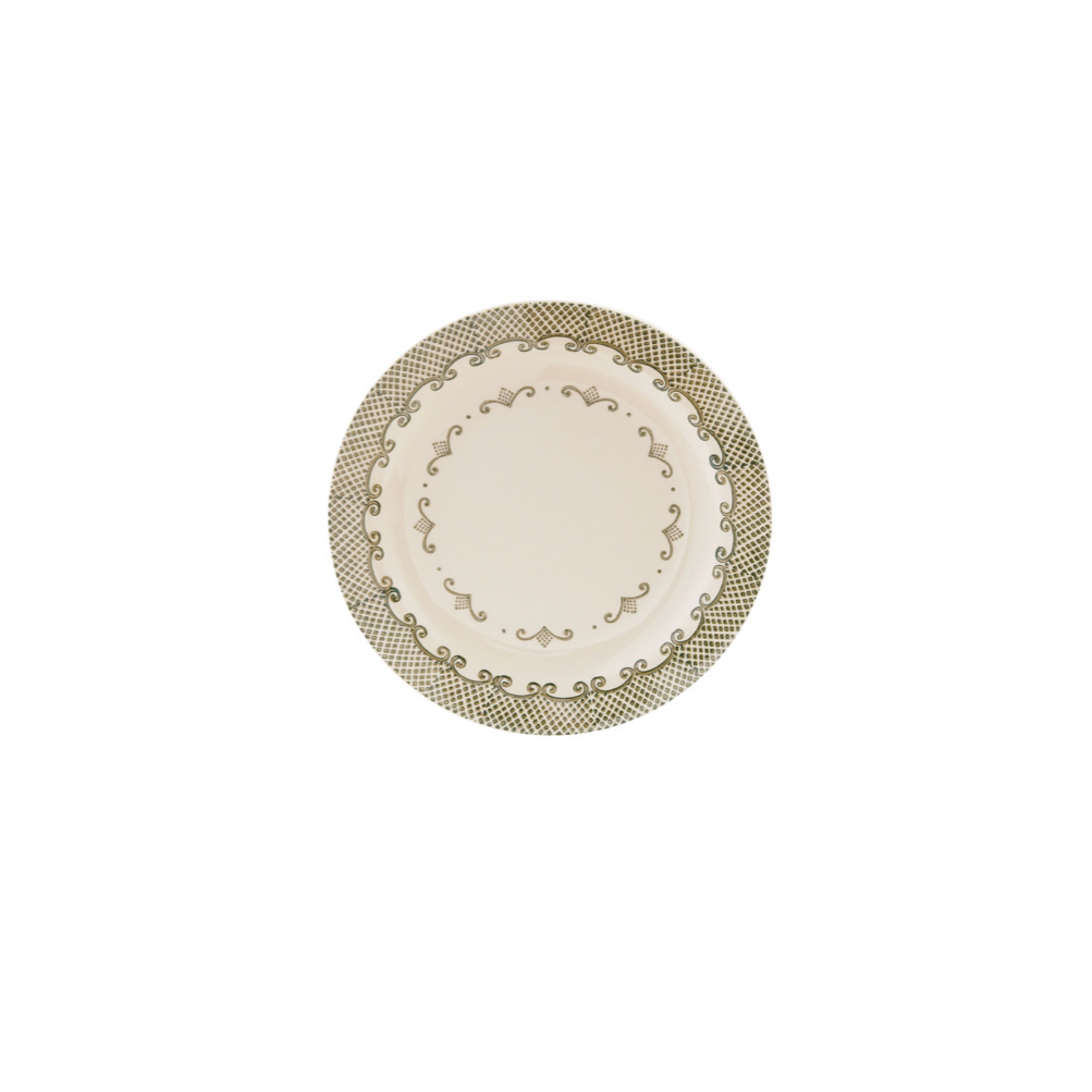 Vintage Pattern Olive Green Stoneware Plate