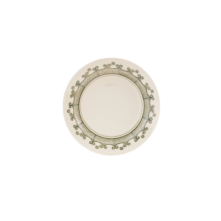 Vintage Pattern Olive Green Stoneware Plate