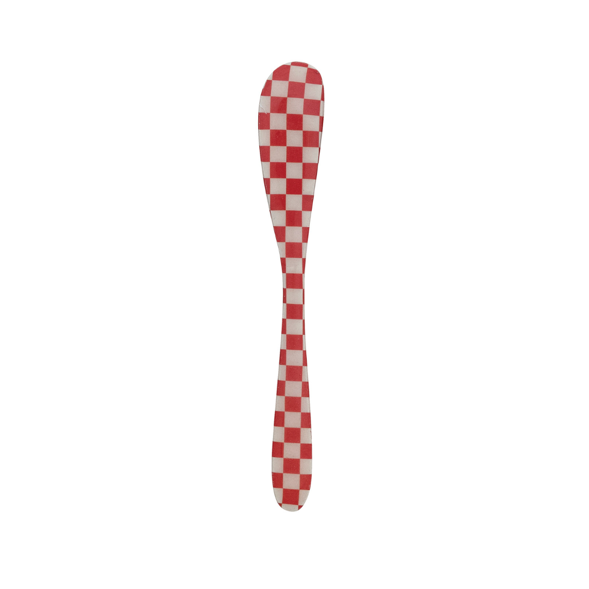 Enameled Stainless Steel Canape Knife with red Check Pattern