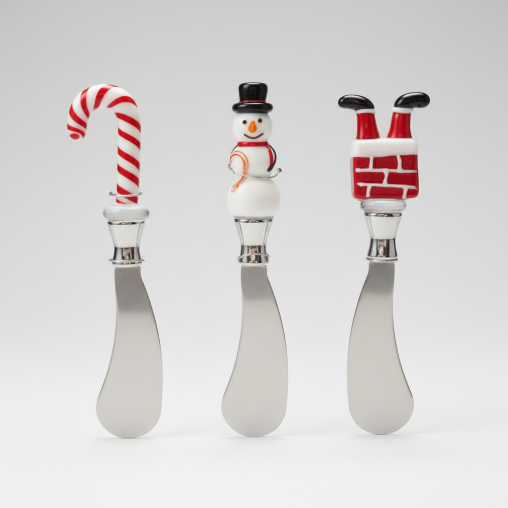 Holiday Glass Handle Canape Knife – Set of 3