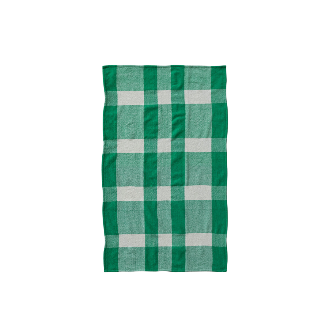 Classic Holiday Plaid Chenille Tea Towel - green