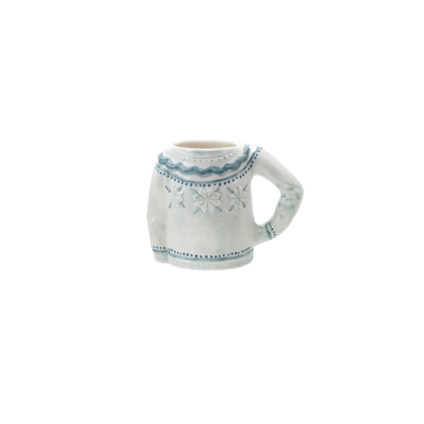 Cozy Winter Sweater Mug - Blue with Snowflakes