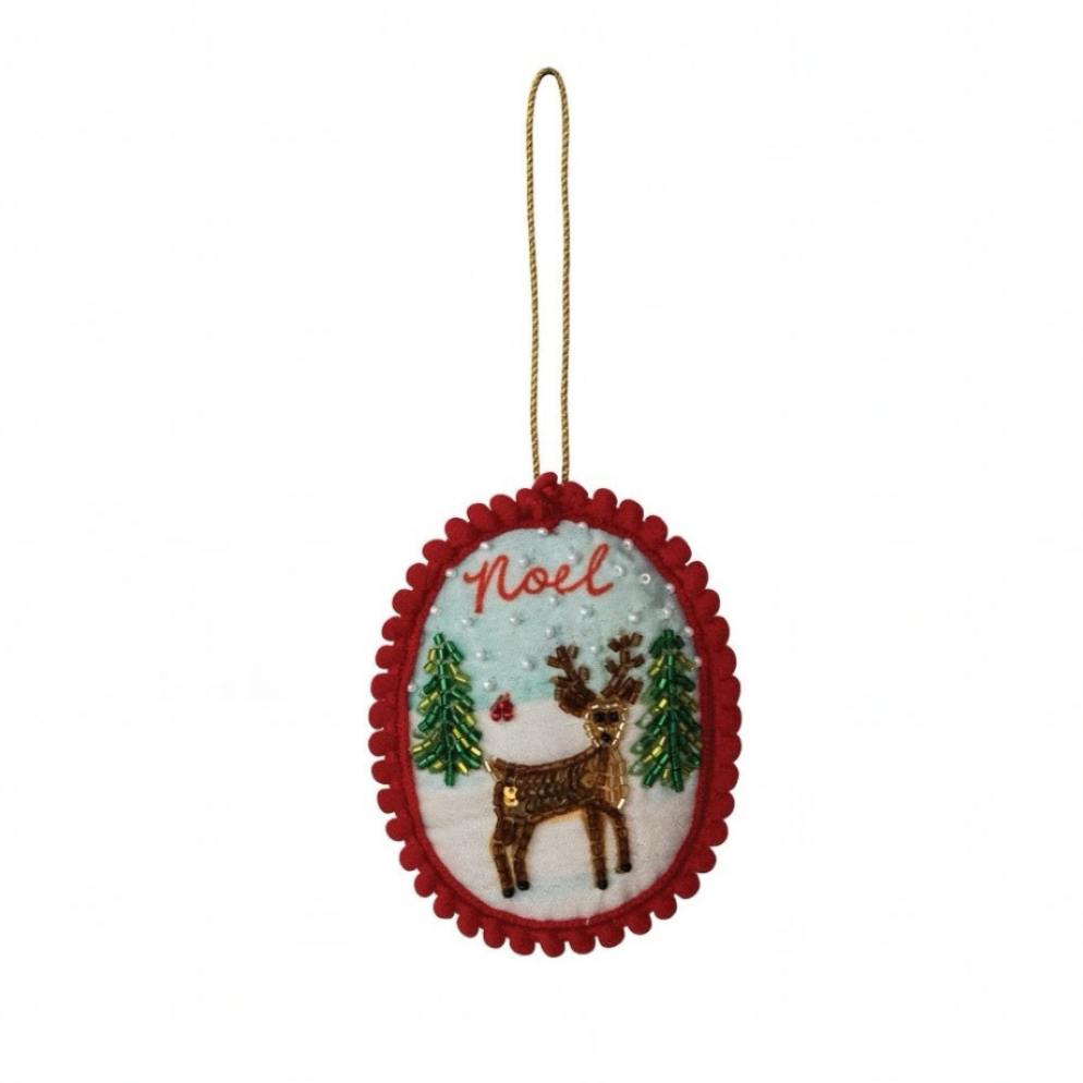 Storybook Holiday Beaded Ornament - Noel Deer