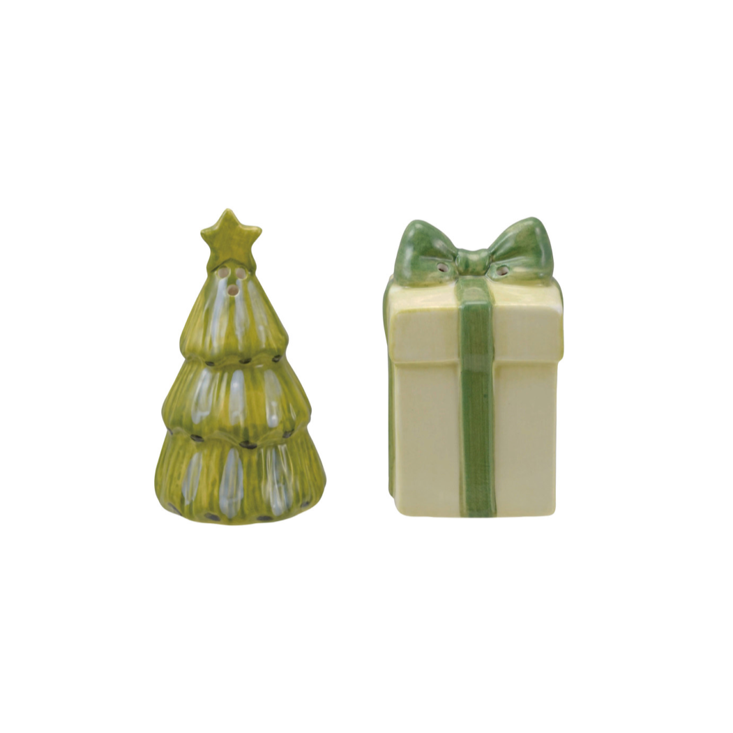 Present & Tree Stoneware Salt & Pepper Shaker Set