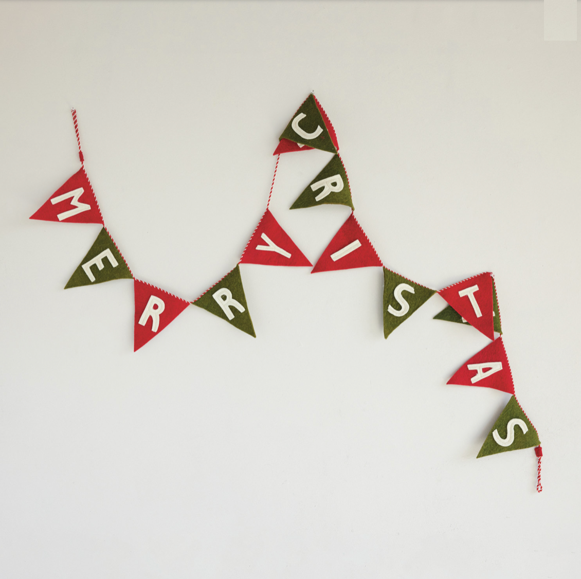 Handmade Wool Felt Pennant "Merry Christmas" Banner
