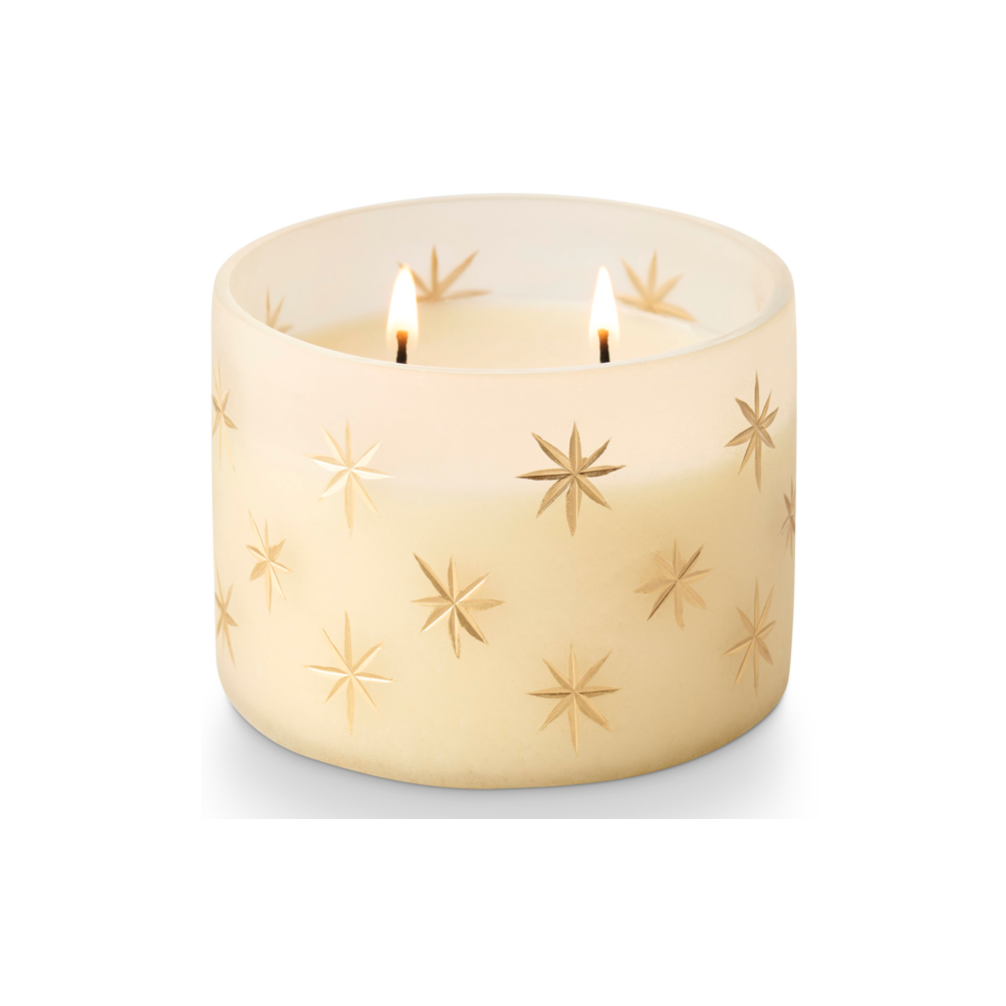 Winter White Frosted Star Glass brings moment-making appeal to a fragrance assortment. Winter White Frosted Star Glass