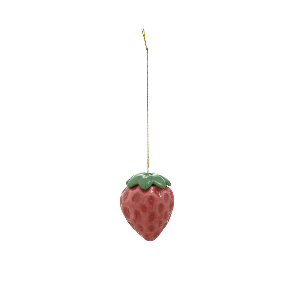 Hot Pink Strawberry Ceramic Ornament