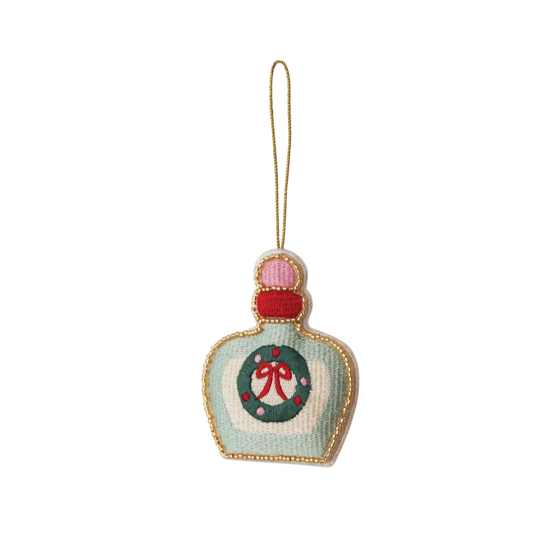 Wreath on it Embroidered Bottle Ornaments.
