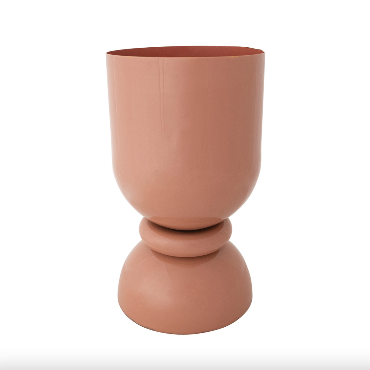 Enameled Metal Footed Vase - Blush