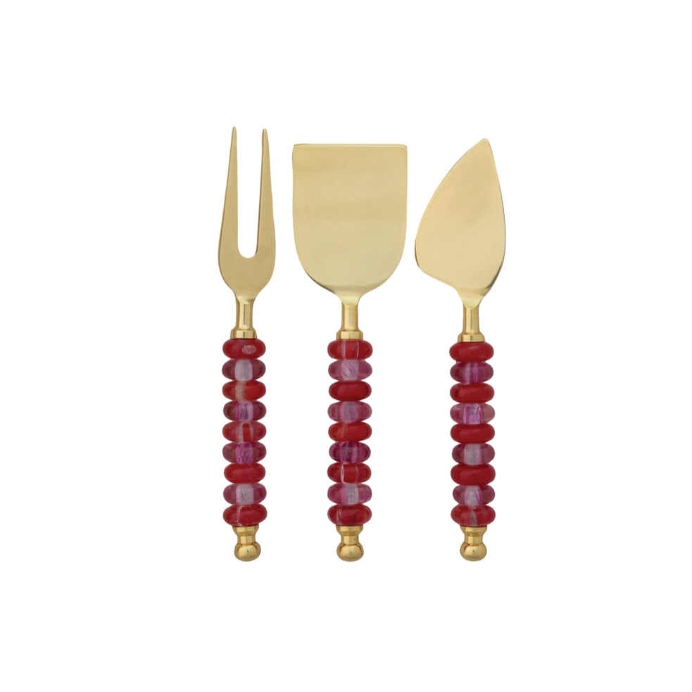 Stainless Steel Cheese Knives with Resin Handles - Set of 3