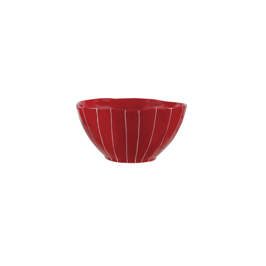 Red with Pink Striped Bowl