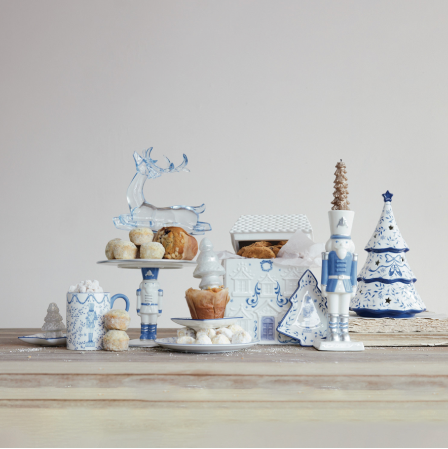 Blue & White Ceramic Nutcracker Taper Holder