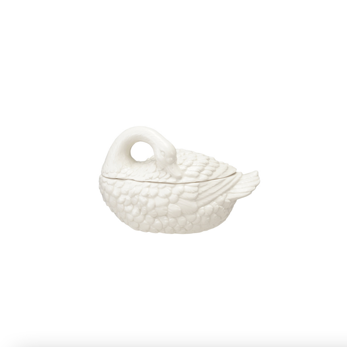 Stoneware Swan Dish With Lid
