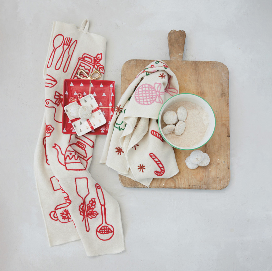 Embroidered tea towel