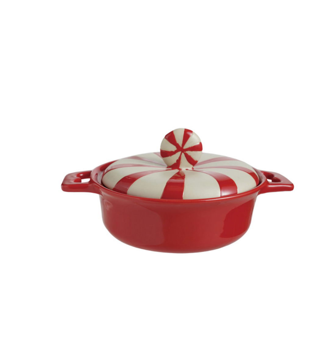 2 Cup Stoneware Baker with Peppermint Candy Lid