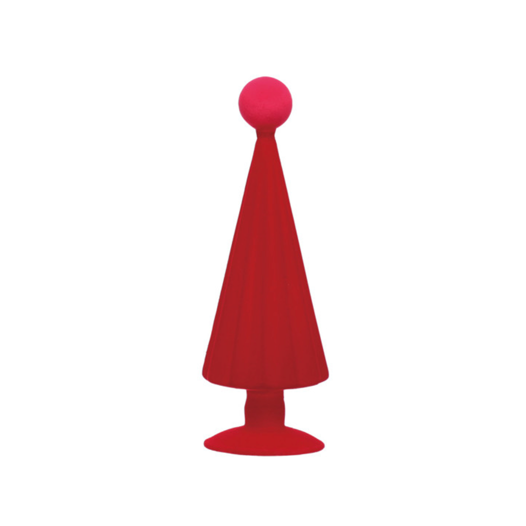 3-1/4" Round x 10"H
Flocked Red with pink ball Glass Tree