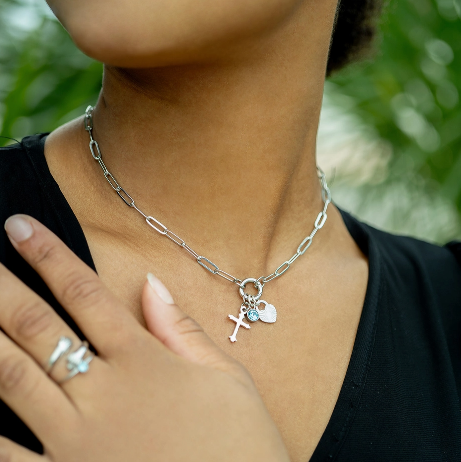 Paperclip Charm Keeper Necklace - Stainless Steel