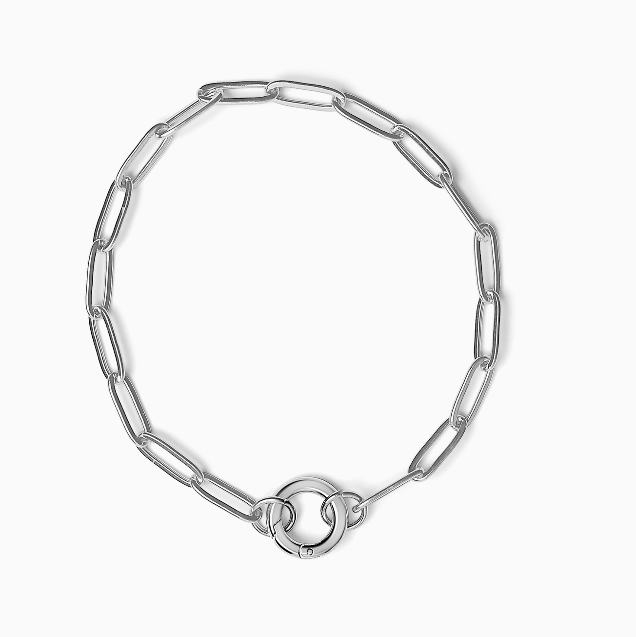 Paperclip with Charm Keeper Chain Bracelet - Stainless Steel