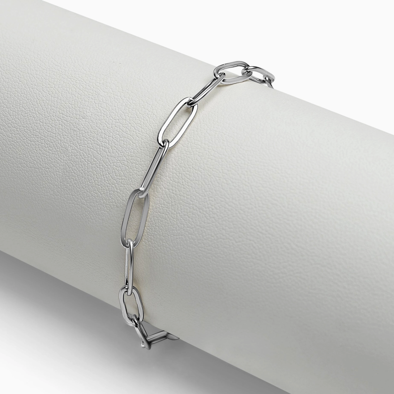 Paperclip with Charm Keeper Chain Bracelet - Stainless Steel