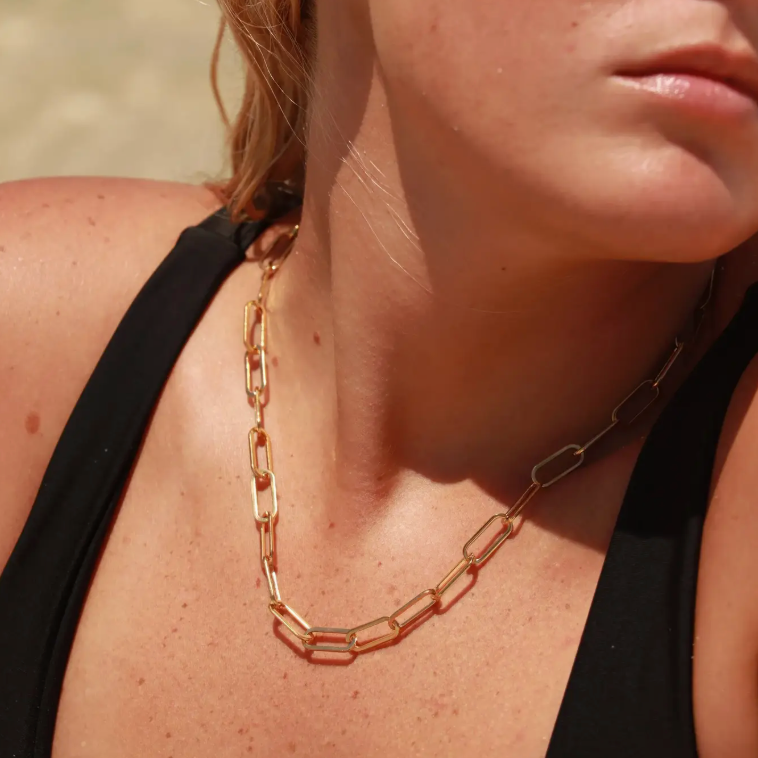 18K Gold Paperclip Chain Necklace - 6.5mm