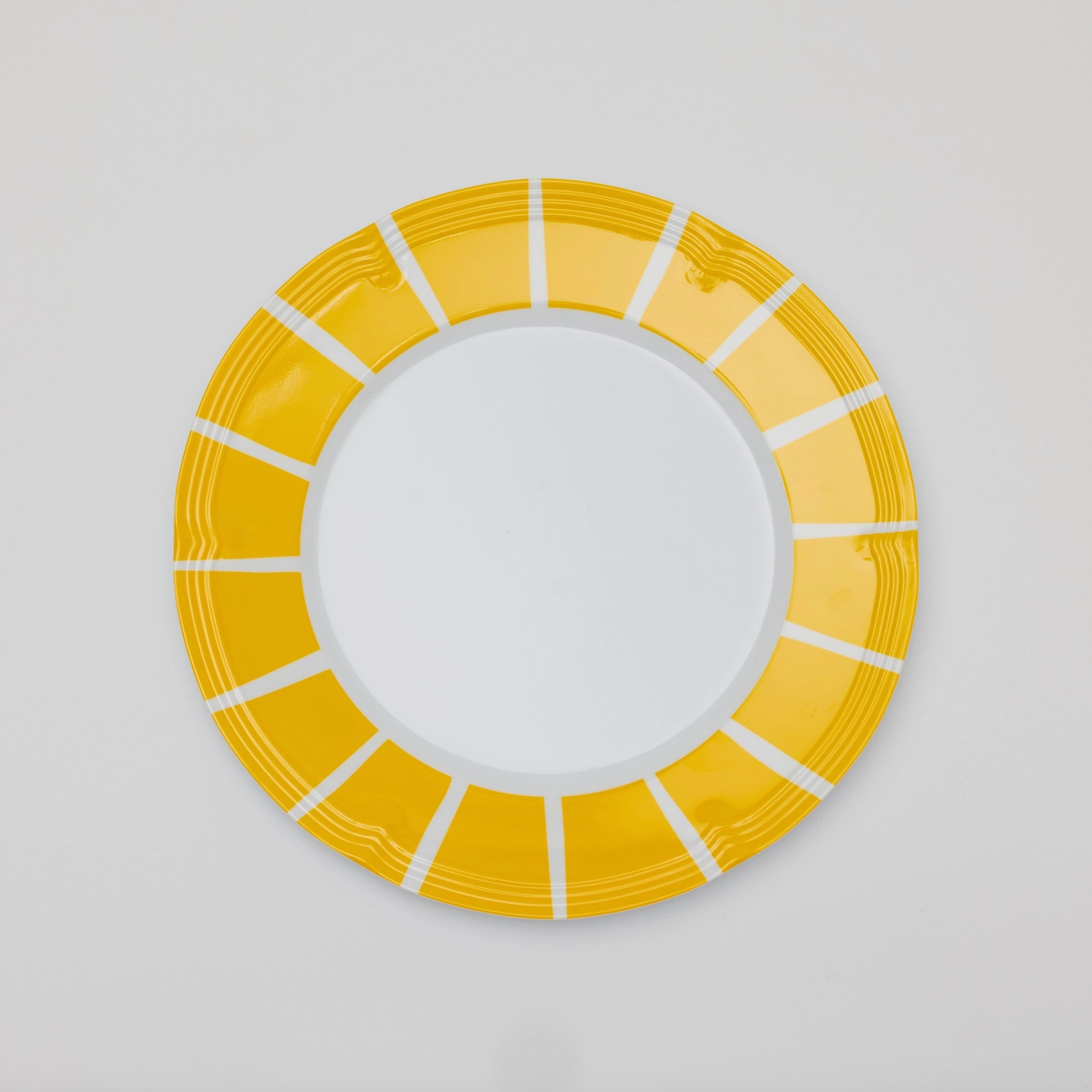 Yellow Striped Border Melamine Plate