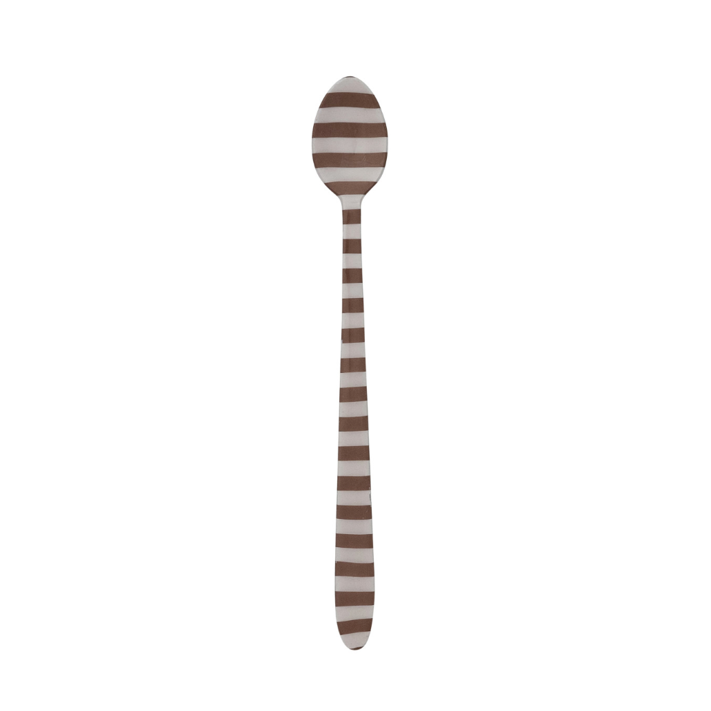 Brown with white Striped cocktail spoon on a white background