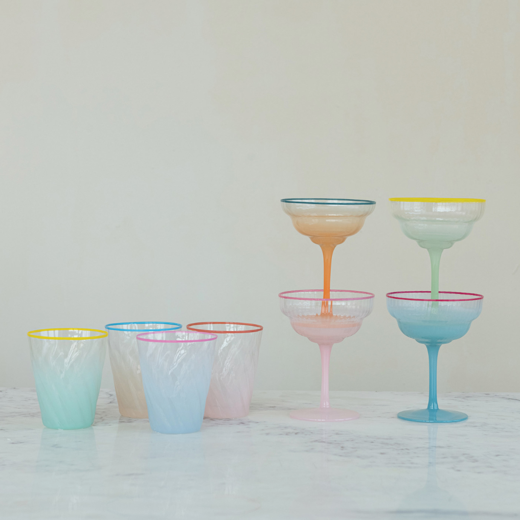 Colorful Ombre Fluted Coupe Glass - 4 Color Options