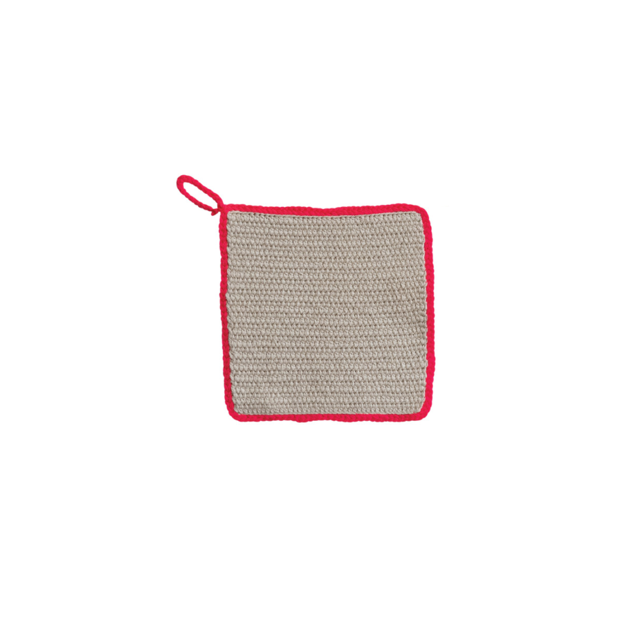 Neon Cotton Crocheted Pot Holder - pink