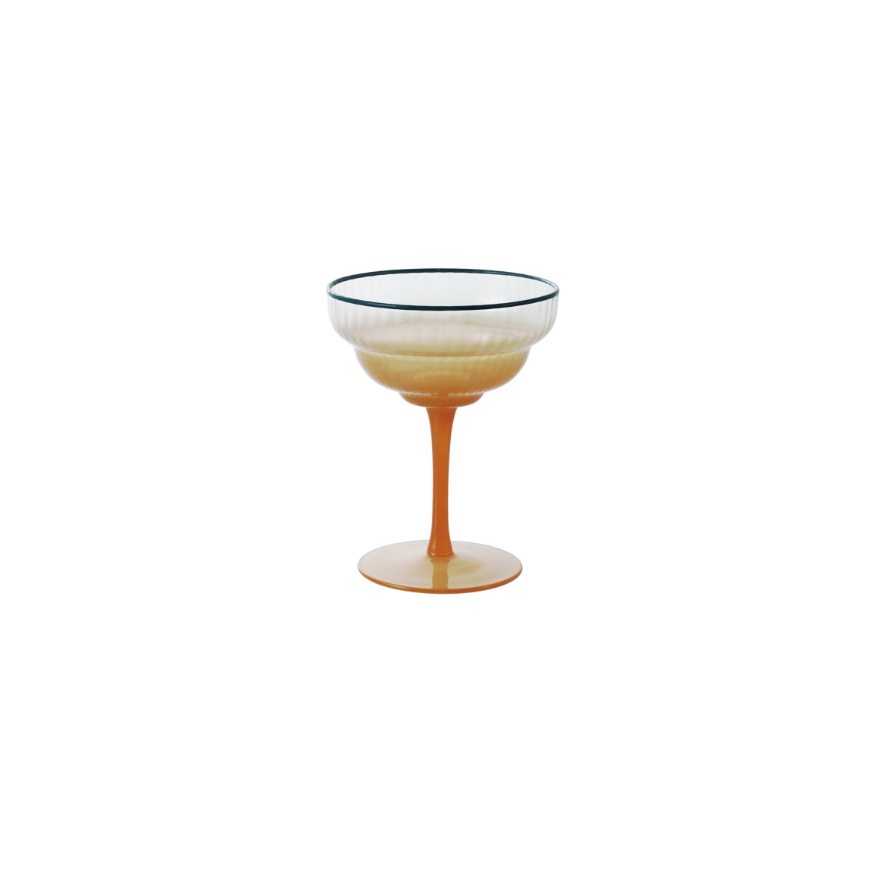 Colorful Ombre Fluted Coupe Glass - orange