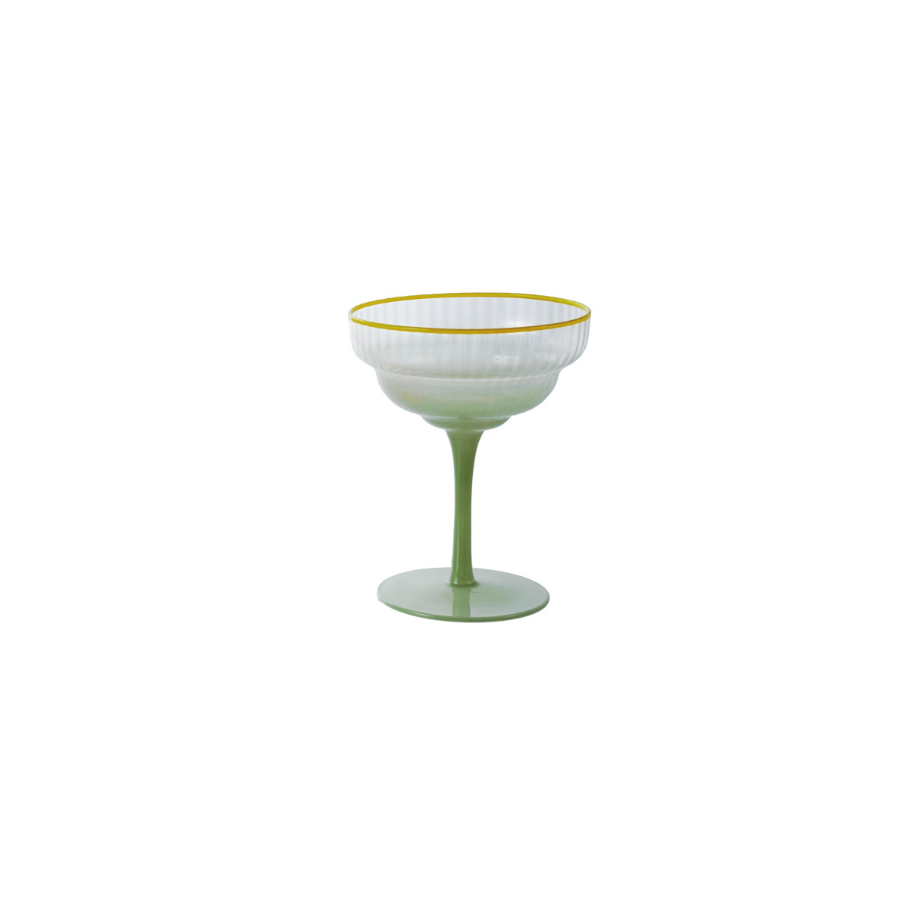 Colorful Ombre Fluted Coupe Glass - green