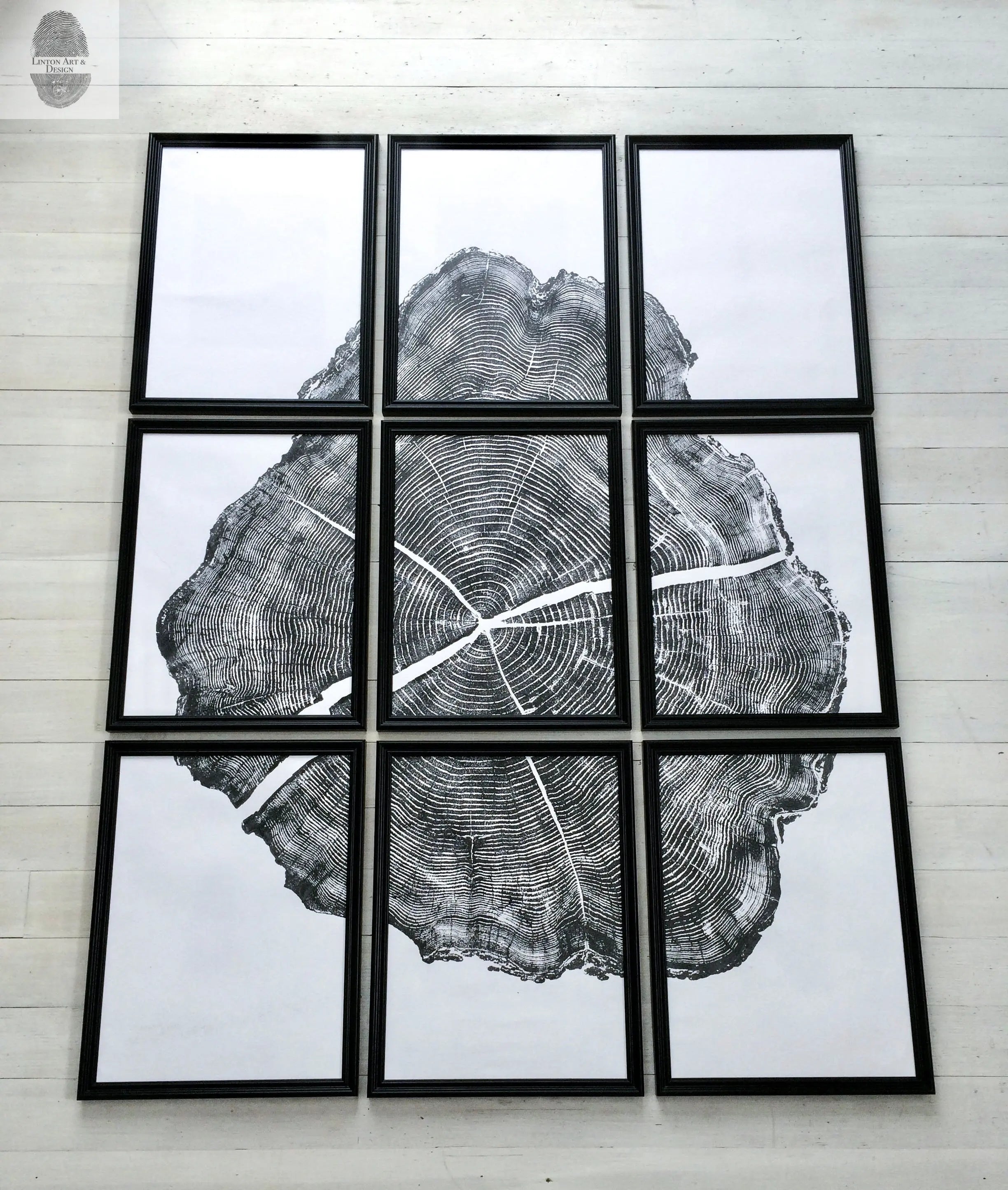 Tree ring prints, Set of 9 prints, Log ring art, gallery wall art, Locust Tree, Tree print art, Huge wall art, Christmas wall art, art gifts