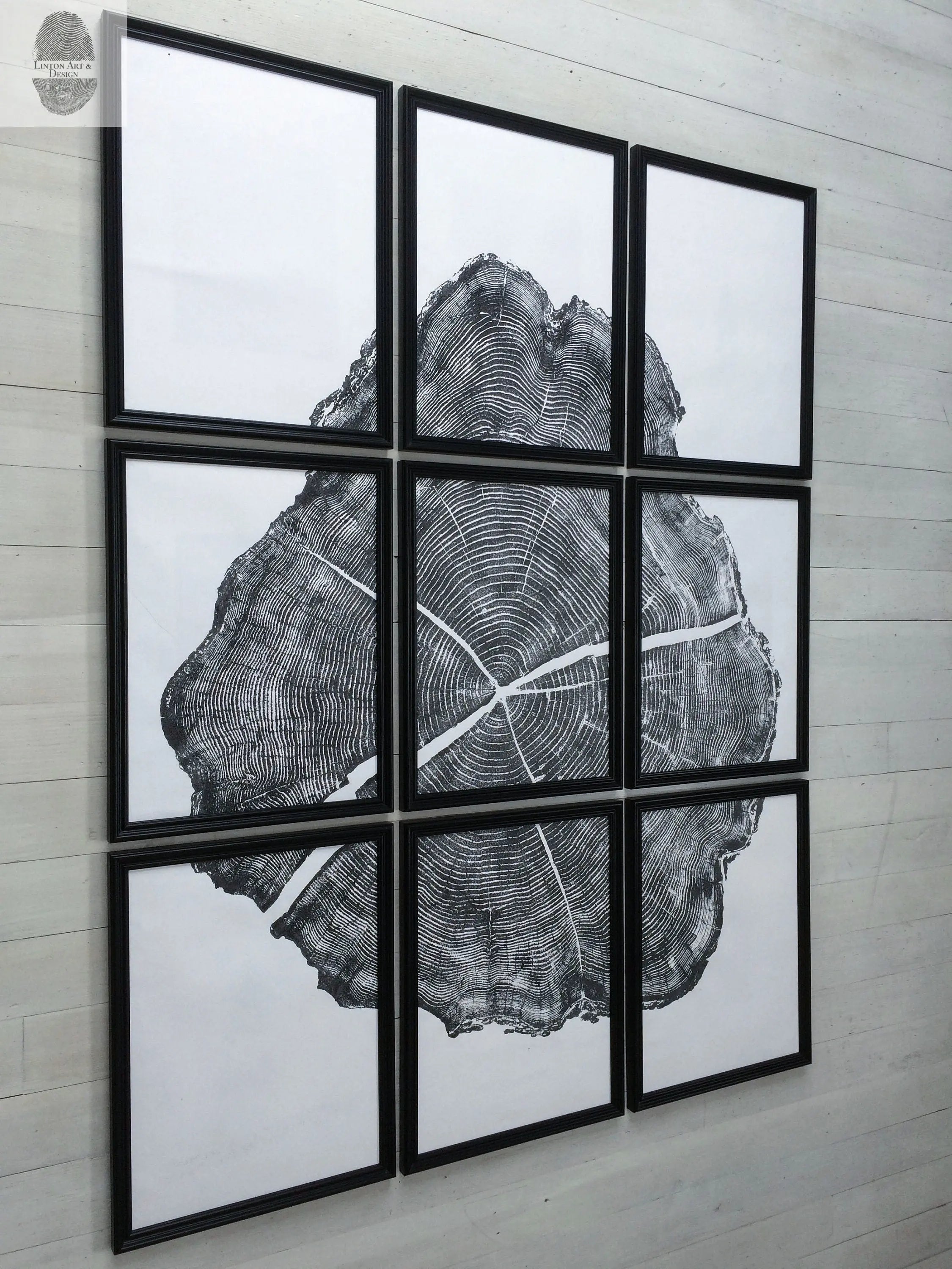 Tree ring prints, Set of 9 prints, Log ring art, gallery wall art, Locust Tree, Tree print art, Huge wall art, Christmas wall art, art gifts