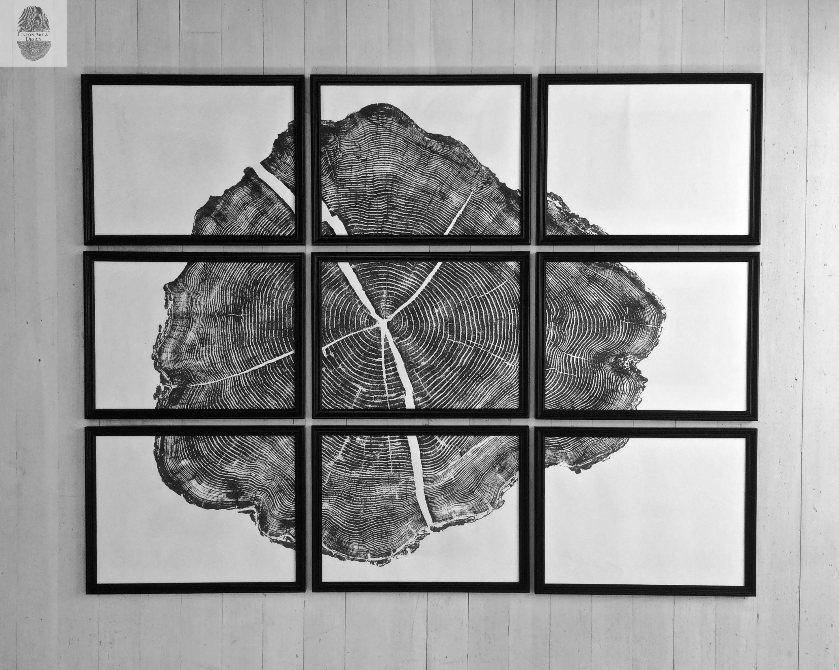 Tree ring prints, Set of 9 prints, Log ring art, gallery wall art, Locust Tree, Tree print art, Huge wall art, Christmas wall art, art gifts