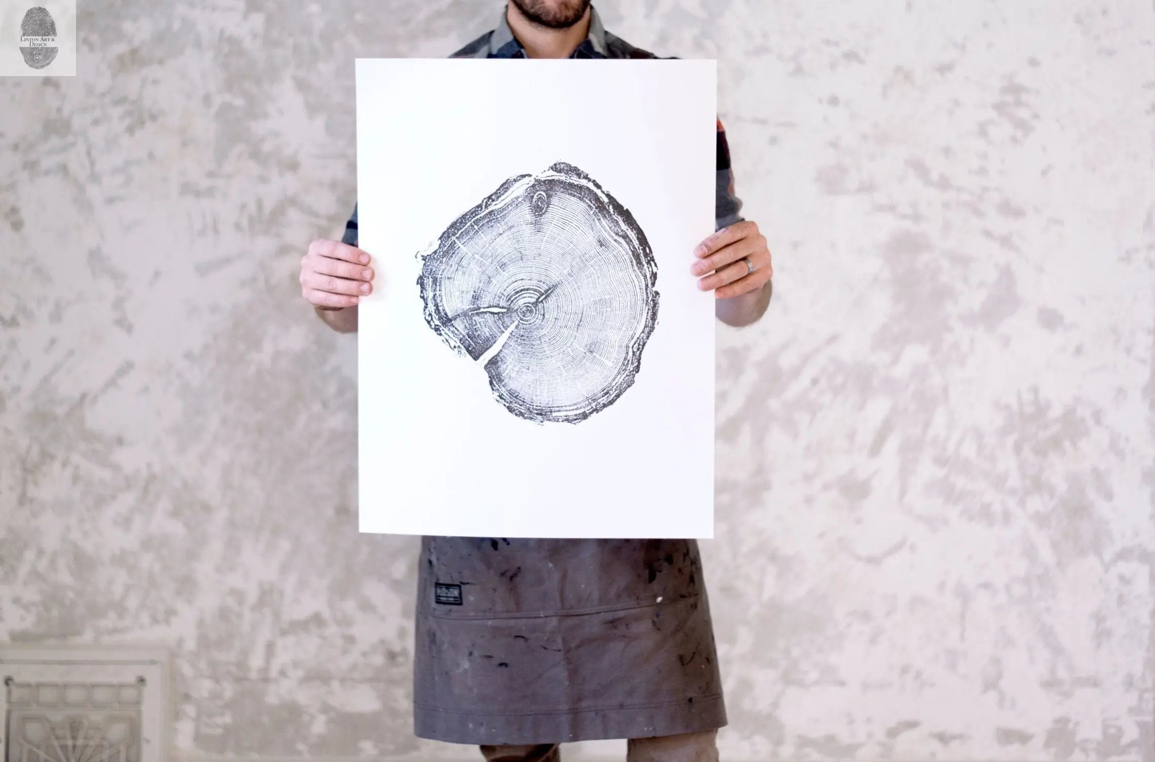 Utah Art, Tree Ring Print, Woodcut print, Woodworker, Ski Art, Snowbird, Wood Slice wall art - 18x24 print