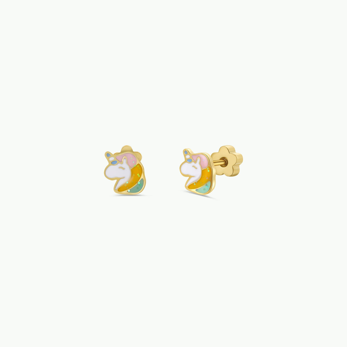 Unicorn Enamel Flat Back Kids Earrings