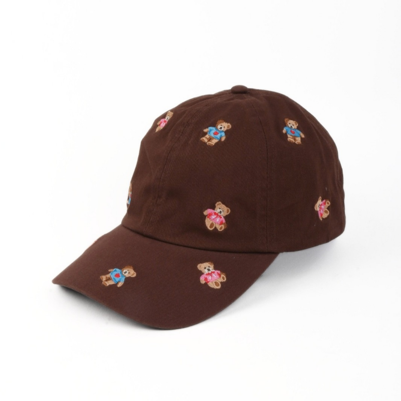 Teddy Bear Allover Embroidered Baseball Cap