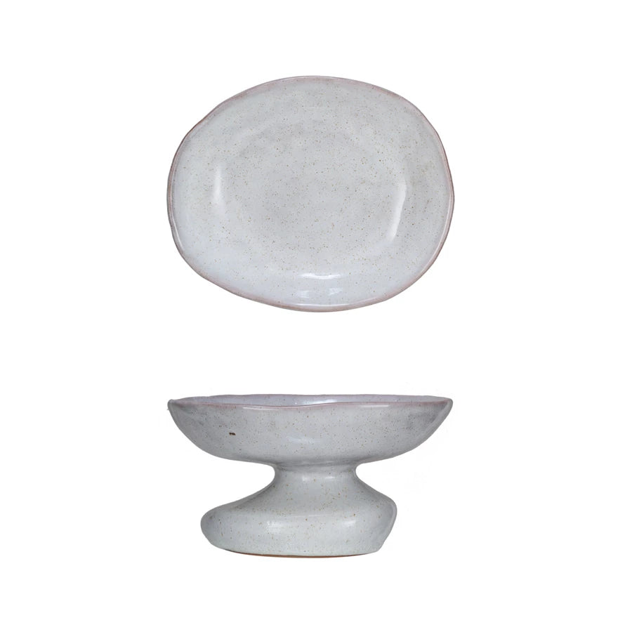 Stoneware Organic Shaped Footed Dish