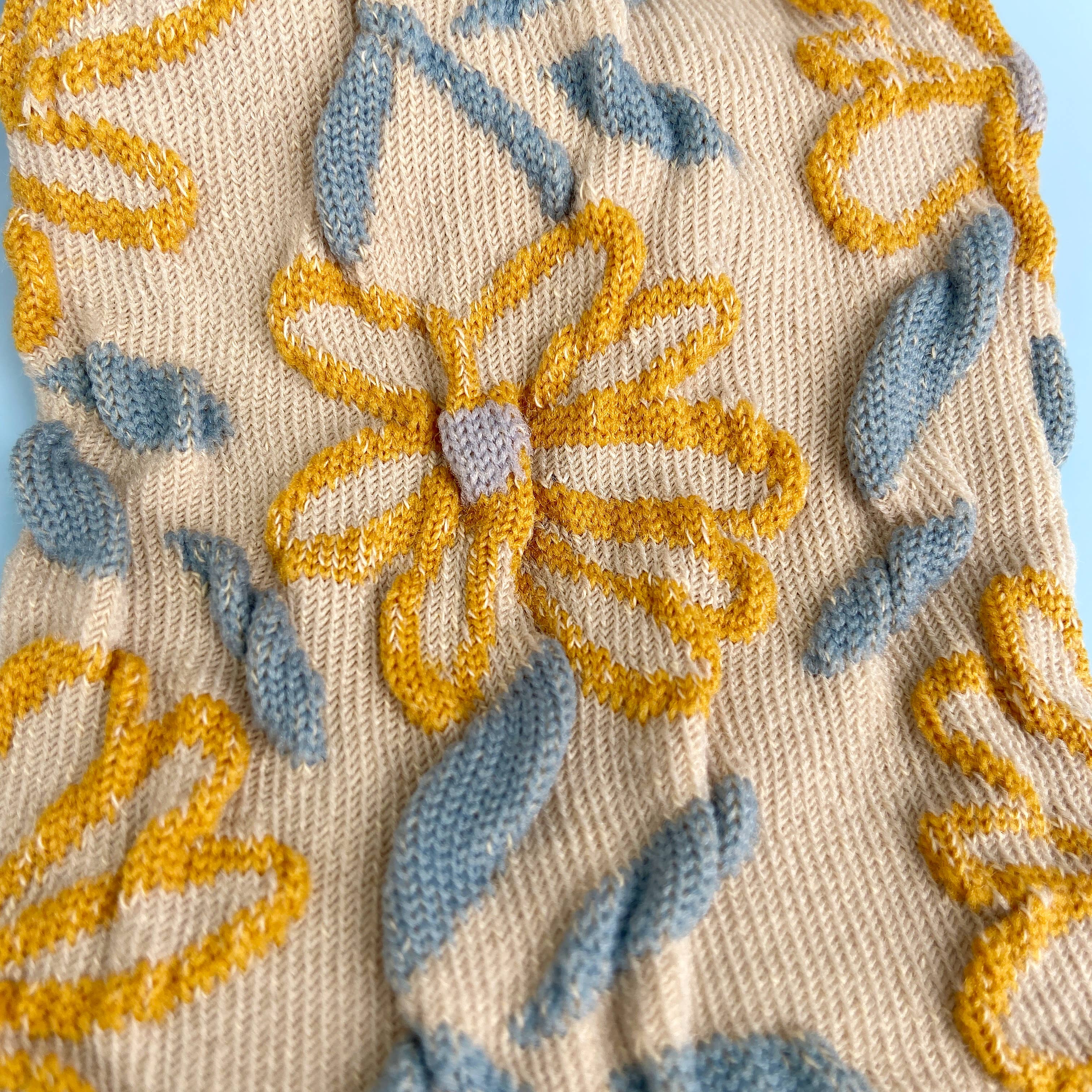 Sweet Flower Tube Socks: Yellow