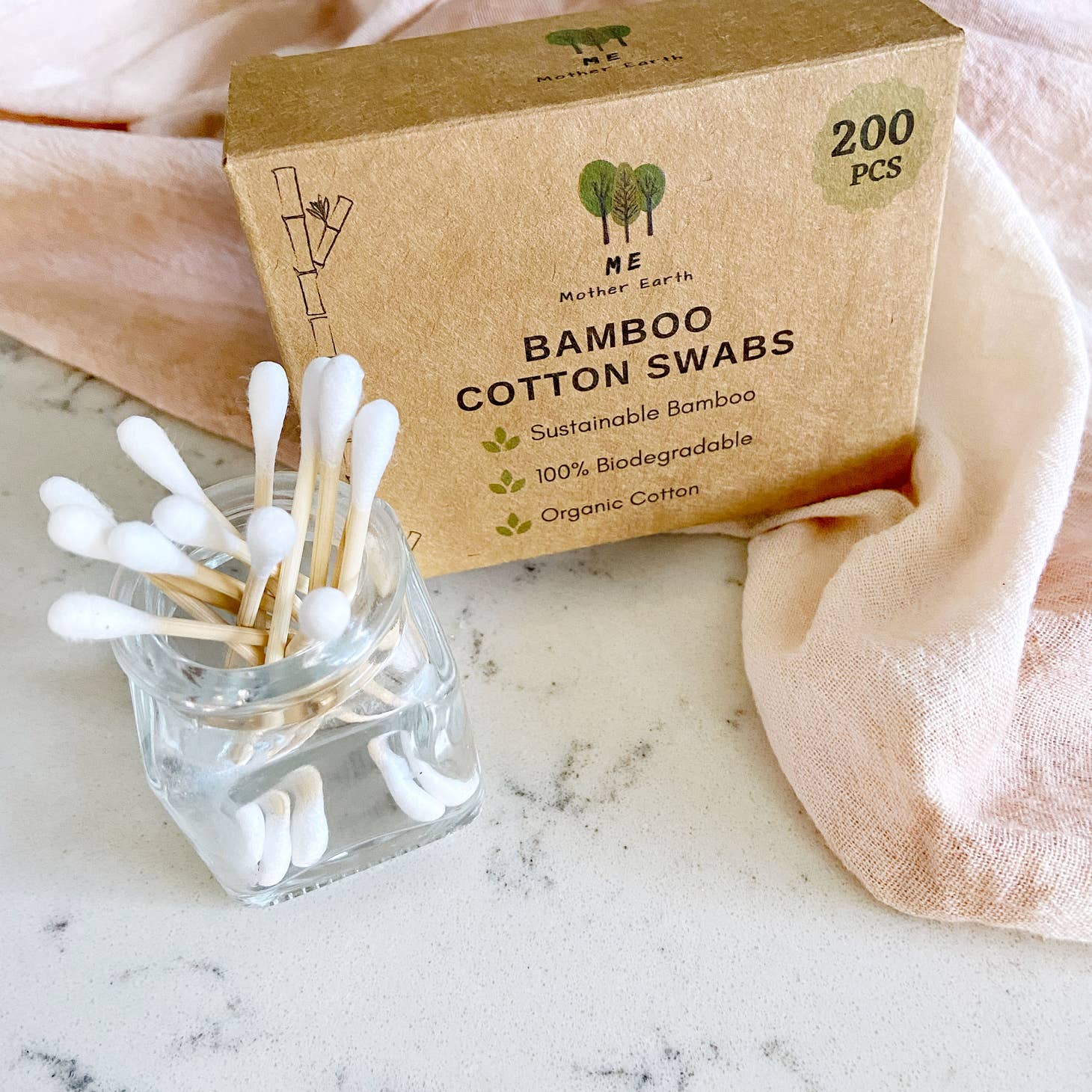 Bamboo Cotton Swabs - Sustainable Toiletries - 200 pcs per box