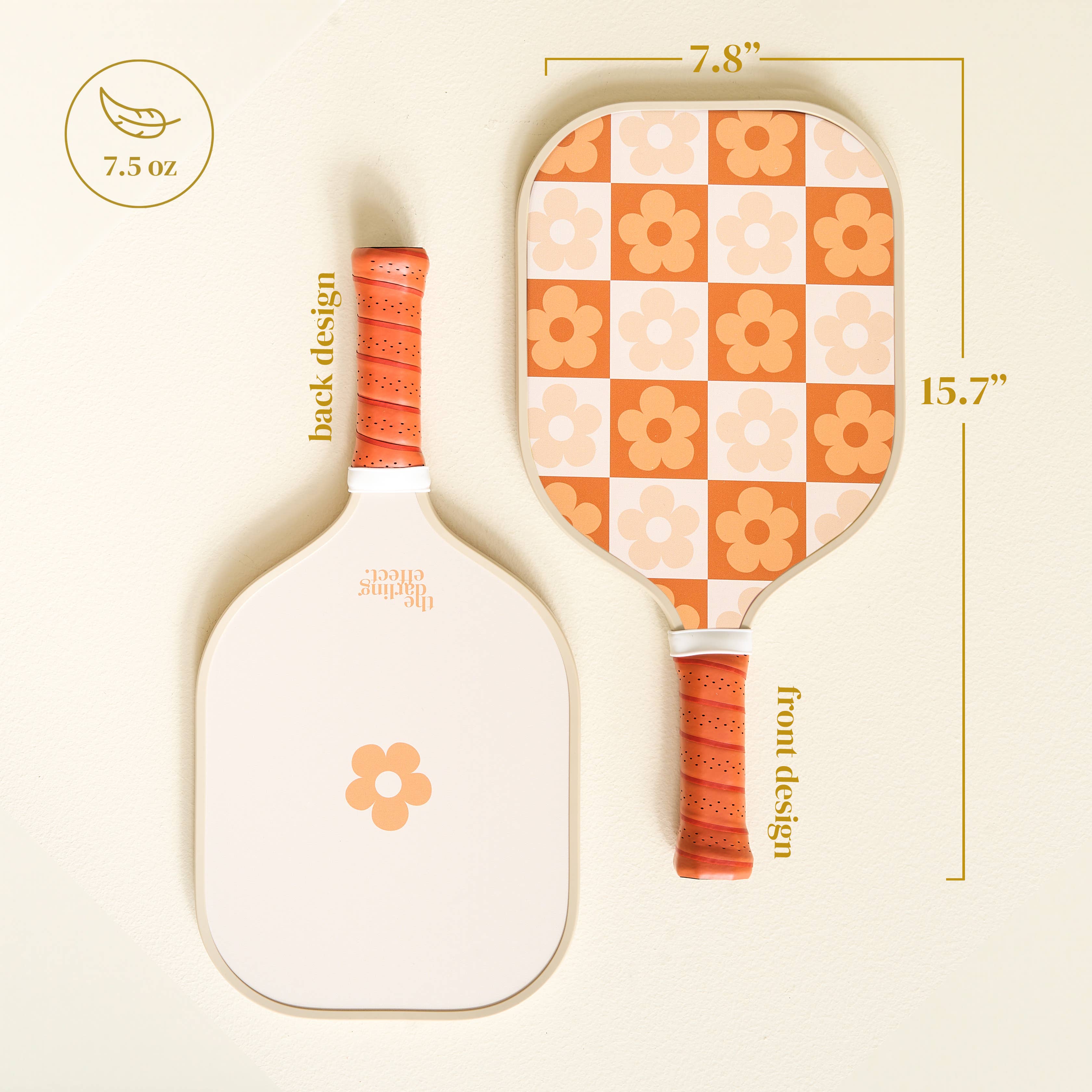 Pickleball Paddle - Brown Flower Check